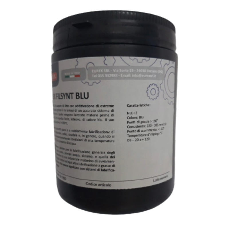 GRASSO LUBRIFICANTE AL LITIO NLGI 2 PER VEICOLI, MACCHINE AGRICOLE DI CANTIERE E INDUSTRIA - 850G - FILSYNT BLU